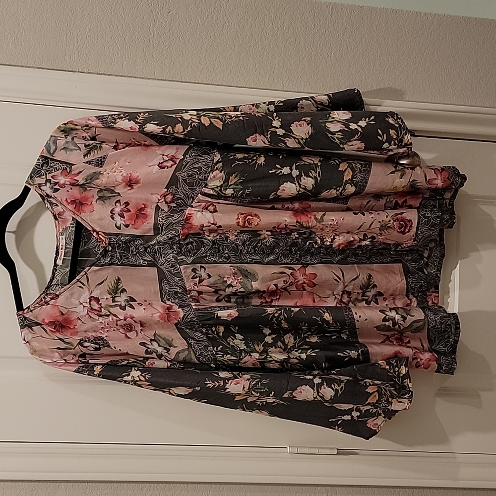 Johnny Was Silk Floral Babydoll Top